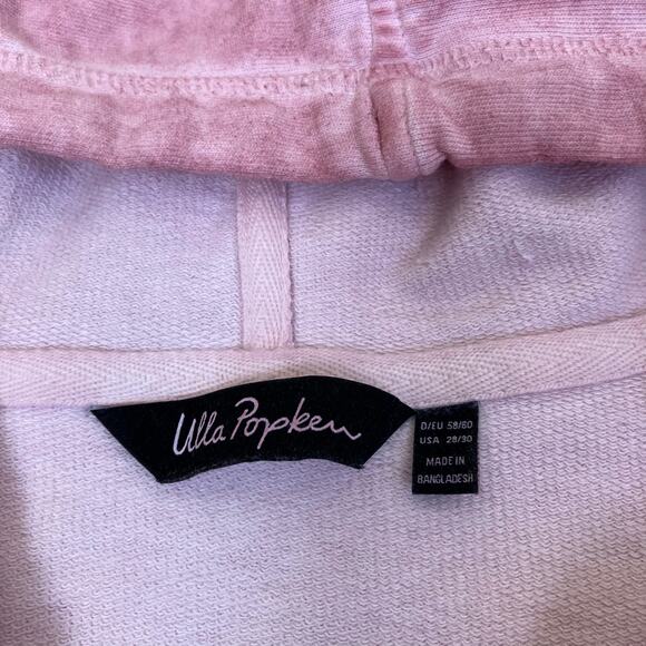 Ulla Popken Sz 28/30 Distressed Pink Full-zip Hooded Sweatshirt with Rhinestones - Picture 8 of 16
